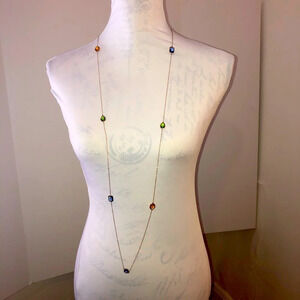 Ladies‎ goldtone multi gemstone 23 inch necklace